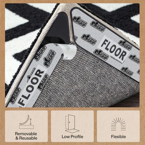 GORILLA GRIP® Rug Gripper Pads, 12 pc Reusable Double-Sided Stickers Keep Area Rugs Corners Flat, Grips Hardwood, Tile and Laminate Floors, Renter Friendly, Holds Down Carpet in Place, Home Décor