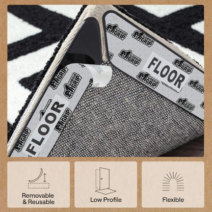 GORILLA GRIP® Rug Gripper Pads, 12 pc Reusable Double-Sided Stickers Keep Area Rugs Corners Flat, Grips Hardwood, Tile and Laminate Floors, Renter Friendly, Holds Down Carpet in Place, Home Décor