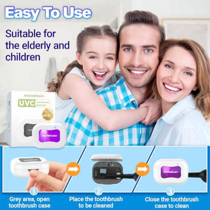 Toothbrush Sanitizer Case, Portable Mini Toothbrush Covers | with Holder, Rechargeable Travel Home Toothbrush And Holder, Cleaner Case for All Electric & Manual Toothbrushes (White)