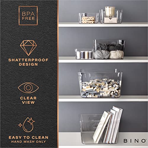 BINO | Plastic Storage Bins, Small - 2 Pack, Clear | THE SOHO COLLECTION | Pantry Organizers and Storage Containers Fridge Organizer Bins Kitchen Cabinet Organizer Medicine Cabinet Bin