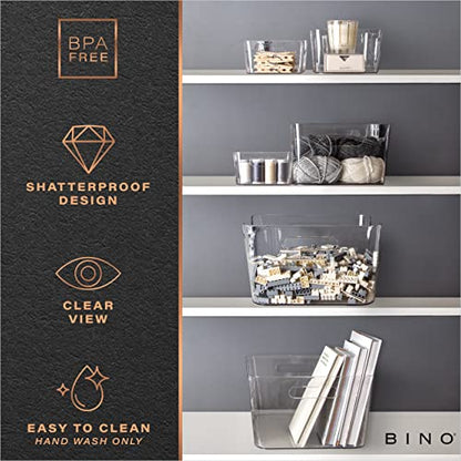 BINO | Plastic Storage Bins, Small - 2 Pack, Clear | THE SOHO COLLECTION | Pantry Organizers and Storage Containers Fridge Organizer Bins Kitchen Cabinet Organizer Medicine Cabinet Bin