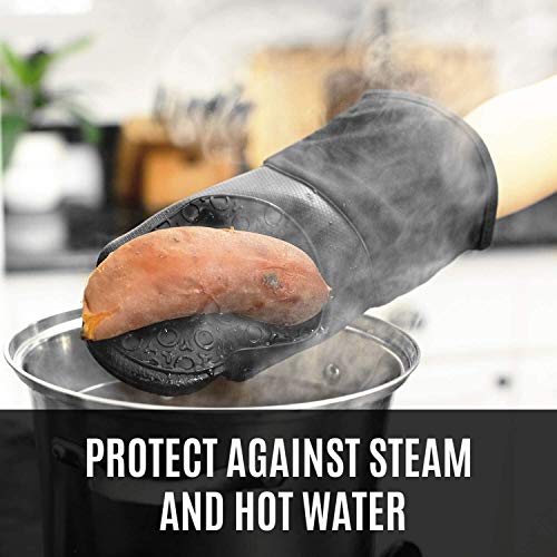 BPA-Free Soft Silicone 4 Piece Oven Mitts & Trivet... (Navy Blue)