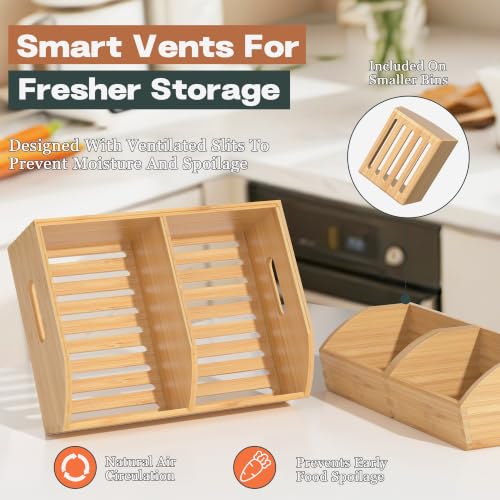 Potato and Onion Storage Bin, Stackable Pantry Org... (Turquoise | Bamboo)