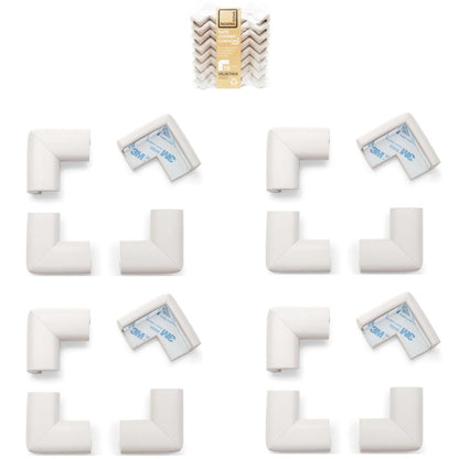 Roving Cove HeftyFit Corner Protector for Baby (16 Large Corners), Heavy-Duty Soft Rubber Foam Furniture Corner Bumper Guards, 3M Adhesive Pre-Taped, Oyster White (Off White)