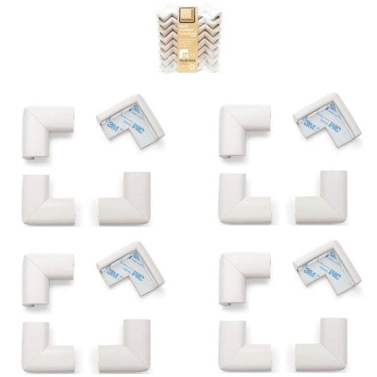 Roving Cove HeftyFit Corner Protector for Baby (16 Large Corners), Heavy-Duty Soft Rubber Foam Furniture Corner Bumper Guards, 3M Adhesive Pre-Taped, Oyster White (Off White)