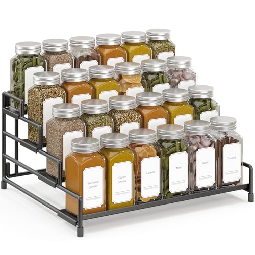 4-Tier-Spice-Rack-Organizer-for-Cabinet, Adjustabl... (Black-1 Pack | Iron)