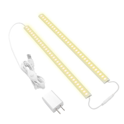 JUSJUBR Under Cabinet Lighting, 2pcs 12" 3000K Dimmable LED Closet Light, USB Plug, Memory Function, Linkable Cabinet Light Bar for Kitchen, Plug-in Workbench Light, Super Slim LED Light Bar for Room