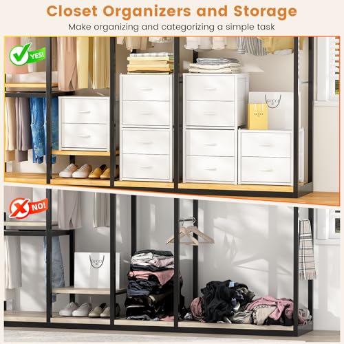 3-Pack Stackable Storage Drawers (6 Drawers Total), White Closet Organizer for Clothes, Stackable Drawer Dresser for Closet, Stackable Drawers for Bedroom, Living Room, Pantry, Under Bed