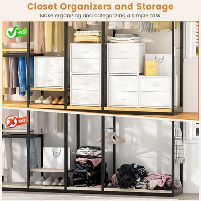 3-Pack Stackable Storage Drawers (6 Drawers Total), White Closet Organizer for Clothes, Stackable Drawer Dresser for Closet, Stackable Drawers for Bedroom, Living Room, Pantry, Under Bed