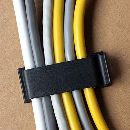 SOULWIT 50Pcs Self Adhesive Cable Management Clips - Black | for TV PC Ethernet Cable, Wall, under Desk Home Office