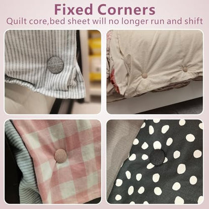 Duvet Pins & Clips-Double Sided Pin Fasteners - Prevents Comforter from Shifting in Cover,Soft Linen Material Double Sided Pin Fasteners for Quilt,Cushions (6, Pink)