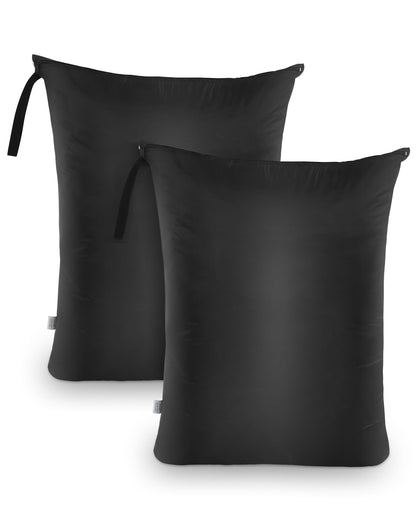 2Pcs Large Laundry Bags 24x32 inch Wet Dry Bag Reu... (Black | Oxford Cloth)
