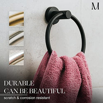 MARMOLUX ACC Matte Black Towel Ring - SUS304 Stainless Steel Wall Mounted Hand Towel Holder for Bathroom - Kitchen & Bathroom Towel Rack - Black Towel Hanger - Bathroom Towel Holder - Hand Towel Rack
