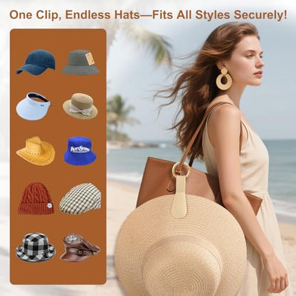 Magnetic Hat Clip for Travel, Silicone Hat Holder for Bag & Beach | Strong Magnet Carrier for Tote, Hand Free Hat Purse Hook for Vacation Essential Accessory, Stylish Hat Hanger as Gift Idea