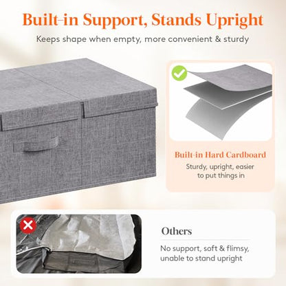Lifewit 80L Under Bed Storage Containers, 9.8 Inch Tall Underbed Clothes Storage Organizer Bin with Sturdy Sidewalls, Bottom, 3 Lids, Deep Storage Drawer for Clothes, Shoes, Blankets, Pillows 2 Pack