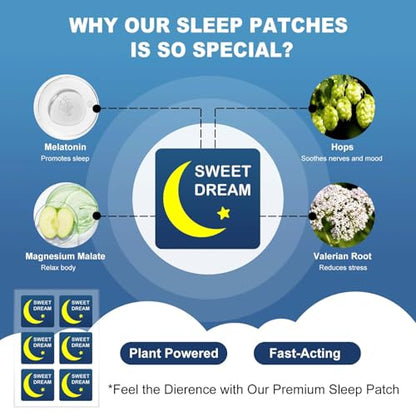 120 Count Sleep Patches for Adults Extra Strength, Natural Deep Sleep Patche with Melatonin & Valerian, Long-Lasting Night Comfort, Relax & Wake Up Refreshed, Easy to Use for Men and Women, 2 Pack DD