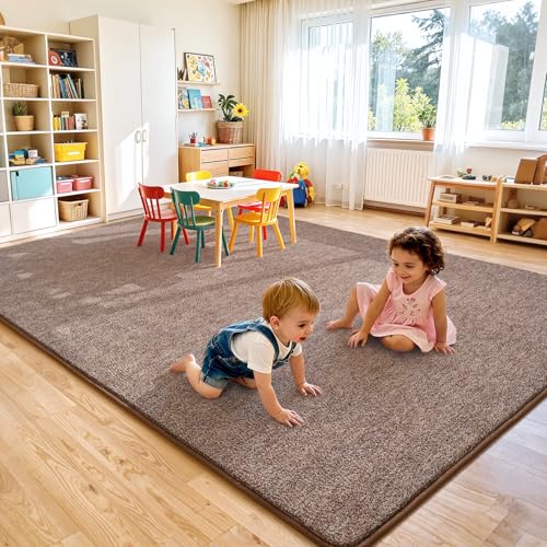 Keeko 4x6 Area Rugs for Living Room,Soft Washable Memory Foam Bedroom Rug | Indoor Throw Rug Low Pile Minimalist Non Slip Carpet for Kids Nursery Classroom Dorm Room Home Decor Brown and White