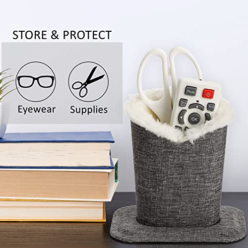 ZOOFOX 3 Pack Plush Lined Eyeglass Holder, Fabric Glasses Stand for Desks, Nightstands