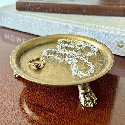 100% Solid Brass Clawfoot Candle Dish - Pedestal Dish - Candle Holder - Jewelry Holder - Perfect for Wax Candles, Rings, and Trinkets
