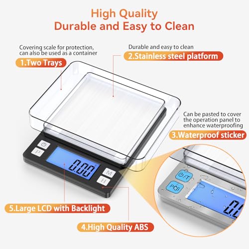 BOMATA 0.01g Small Digital Gram Scale, Upgraded 1kg Jewelry Scale | USB Rechargeable, Larger Display, Hold Function, High Precision, Grams and Ounces for Herb, Coin, Powder,Yeast, Kitchen Black