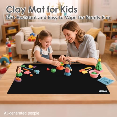 36.2" x 24" Extra Large Silicone Mat for Epoxy Resin, Nonstick Crafts Mats | for Crafts Jewelry Casting, Non-Slip Kitchen Table Placemats for Countertop Protector Heat Resistant Counter, Foepoge Black