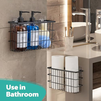 Sinnsally 2 Pack Cabinet Door Organizer,Self Adhesive Lid Organizers Inside Cabinet Storage Boxes,Hanging Storage Basket Organizer Wall Mounted Pantry Caddy Cup Holder for Kitchen,Fridge,Bathroom