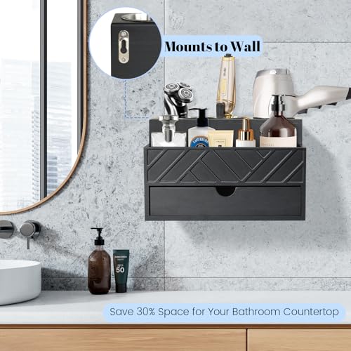 Hair Tool Organizer, Hair Dryer Holder with Drawer, Bathroom Countertop Organizer for Bathroom Accessories, Blow Dryer Organizer for Hair Styling Tools, Vanity Organizer for Bathroom, Vanity, Kitchen