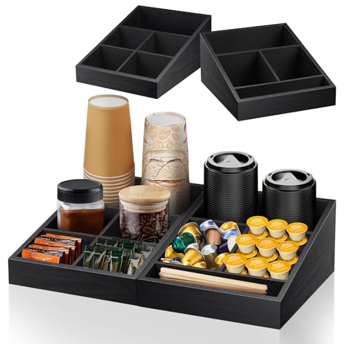 Coffee Station Organizer for Counter (2 Count | Black | Pine)