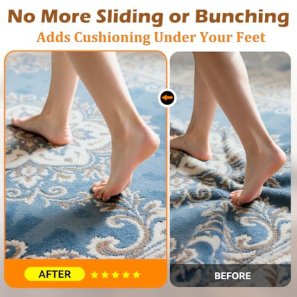 Songrey Thick Cushioned Non-Slip Rug Pad 8x10 Ft | Felt Fabric with Anti Skid Backing, Carpet Gripper for Hardwood Floors, Keeps Area Rugs in Place and Secure