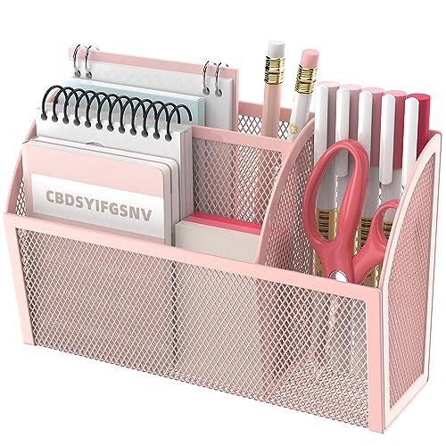 DALTACK 3-Grid Magnetic Pencil Holder, Strong Magnet Locker Organizer, Pink | Mesh Magnetic Shelf, Marker Holder Perfect for Whiteboard, Refrigerator and Locker Accessories