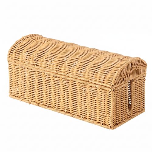 Large Rattan Cable Management Box, Decorative WiFi Router & Modem Hider | Ventilated, Waterproof, Easy Clean, No Assembly, Decorative Cable Organizer