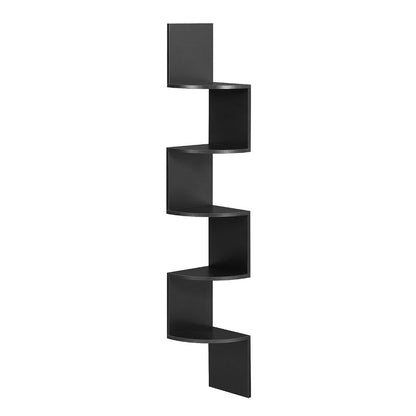 VASAGLE CUSTOS Collection - Corner Shelf Wall Mount, 5-Tier Floating Corner Bookshelf, Plant Shelf for Bedroom, Living Room, Bathroom, Home Office, Black ULBC072B01