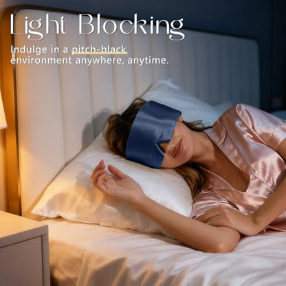 ZIMASILK 22 Momme 100% Mulberry Silk Sleep Mask - Full Silk Filled | Ultra-Soft & Breathable, Face-Hugging Blackout Eye Cover for Sleeping ( Navy Blue )