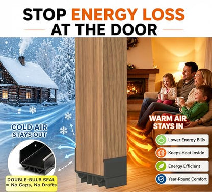 Door Sweep for Bottom of Door, Exterior Door Seal 36”, Fits Standard 1-3/4” Doors, Adjustable Fit, Blocks Draft, Noise, Dust & Bugs, Heavy Duty uPVC, Easy Install with Screws (2, Black)