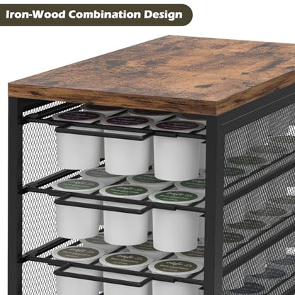 Coffee Pod Holder for K Cups, 5 Tier K Cup Drawer, 90 Pod Pack | Coffee Pod Drawer for Counter,90 Capacity Pods Storage,with Sliding Baskets,for Home Office Coffee Station