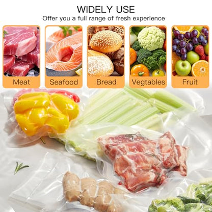 MEGAWISE Vacuum Sealer Bags (8''x 12''-110pcs) for Food Freshness Preservation, BPA Free Vacuum Storage Bags for Food or Sous Vide, Seal a Meal,Double-Sided Texture, Double Lock Freshness (110 count)
