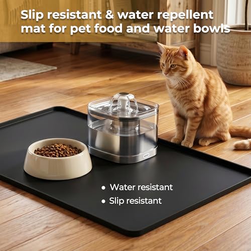 24×16-inch Barista-Grade Coffee Station Mat: Catch Spills, Protect Countertops! Silicone, Water Resistant & Heat Resistant. Perfect Under, as Dish Dryer or Pet Mat. (Black)