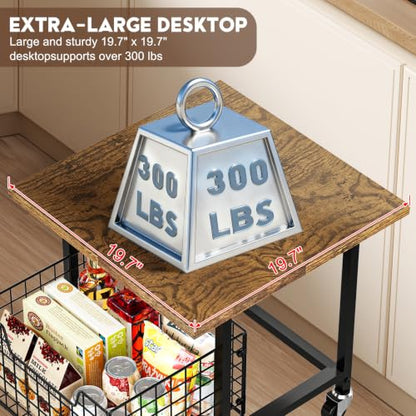 Mini Fridge Stand with Storage Small Refrigerator Stand with Wheels Mini Fridge Cart | Printer Stand Utility Cart Max Load 300 LBS, Dorm, Apartment, Kitchen, Office