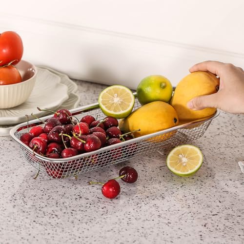 2Pack Stainless Steel Mesh Tumbler Cup Lid Organizer, Mason Jar Lid Holder | Rectangular, Cabinet Storage Basket, For Silverware Chopsticks Straws Utensils