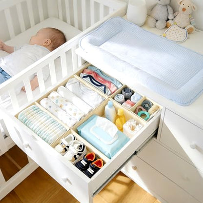DIMJ Drawer Organizer Clothes Storage - 21 Pack Baby Dresser Organizer for Nursery Closet Organization, Fabric Drawer Organizer Bins for Underwears Socks Bras, Foldable Storage Dividers for Bedroom