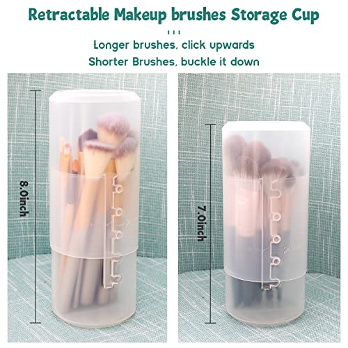 2 Pack Transparent Plastic Makeup Brush Holders, Dual Use, Lightweight, Spacious