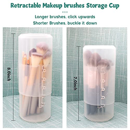 2 Pack Transparent Plastic Makeup Brush Holders, Dual Use, Lightweight, Spacious