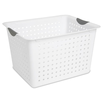 Sterilite Deep Ultra™ Basket, Open Plastic Storage Bin, White, 6 Pack | Large Open Containers and Bins for Pantry Shelves, Kitchen Cabinets, Laundry, Closets, Dorm Rooms, Classrooms & Bathrooms