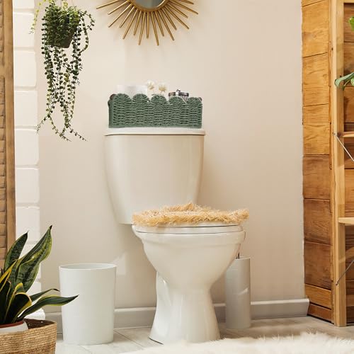 Storage Basket Wicker Baskets for Organizing Toilet Paper Storage Basket for Toilet Tank Top,Green