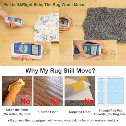 Anti Slip Carpet Grips 8 Pcs Vacuum Technology Carpet Gripper for Hardwood Floors Anti Curling Rug Pad Grippers Washable Keep Corners Flat