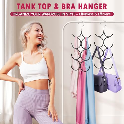 DOIOWN Tank Top Hanger,2 Pack Space Saving Hangers Bra Camisole Hanger,Small Closet Organizers and Storage for Dorm & Apartment Holds Camisoles,Bras,Scarfs,Ties,Belts