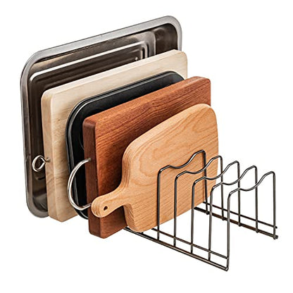 Pot Lid Holder Organizer, Kitchen Countertop Stora... (Satin Nickel)
