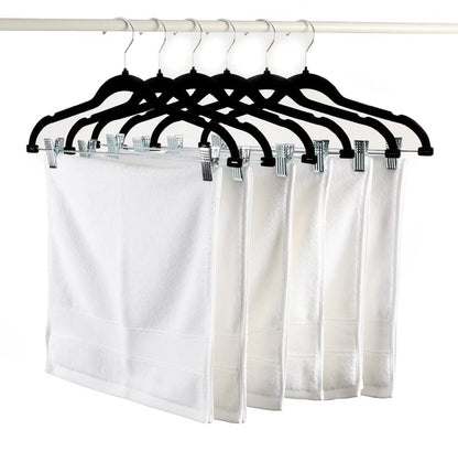 MANZOO Velvet Pants Skirt Hangers with Clips -Black Women Clothes Hanger Set for Pant Suit Shirt Felt Coat Dress, Premium Non Slip Heavy Duty Space Saving Slim Clothing, 16.7" Long, Black, Pack of 20