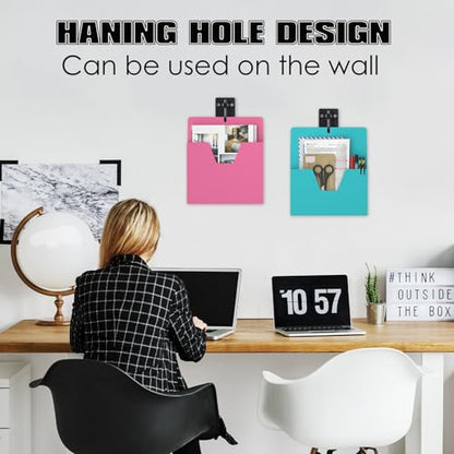 MFTEK Magnetic File Holder 6 Pockets Paper Holder, Hanging File Organizer Office Supplies Storage for Cabinets, Whiteboard, Magnetic Mail Letter Folder for Refrigerator (Light Color-Mix)