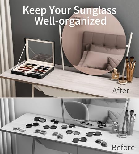 10/30 Slots Sunglass Organizer for Multiple Pairs of Eyeglass See-through Display Case Storage Box for Women Men